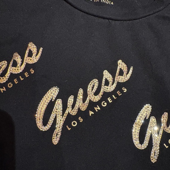 GUESS Black Rhinestone Logo Tee - Picture 2 of 5